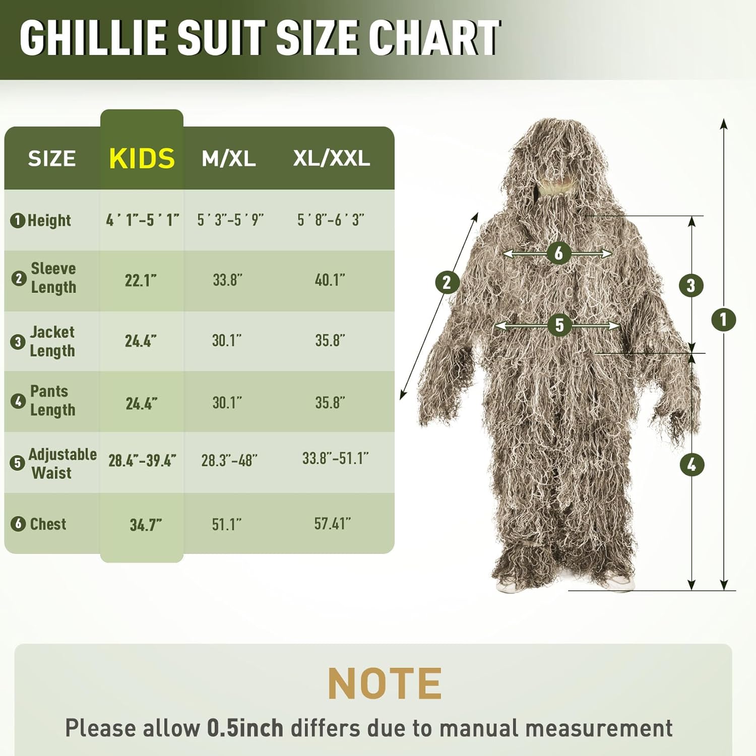 6 in 1 Ghillie Suit, 3D Camouflage Hunting Apparel Including Jacket, Pants, Hood, Carry Bag and Camo Tapes 14 - huntingtonexploration.ca