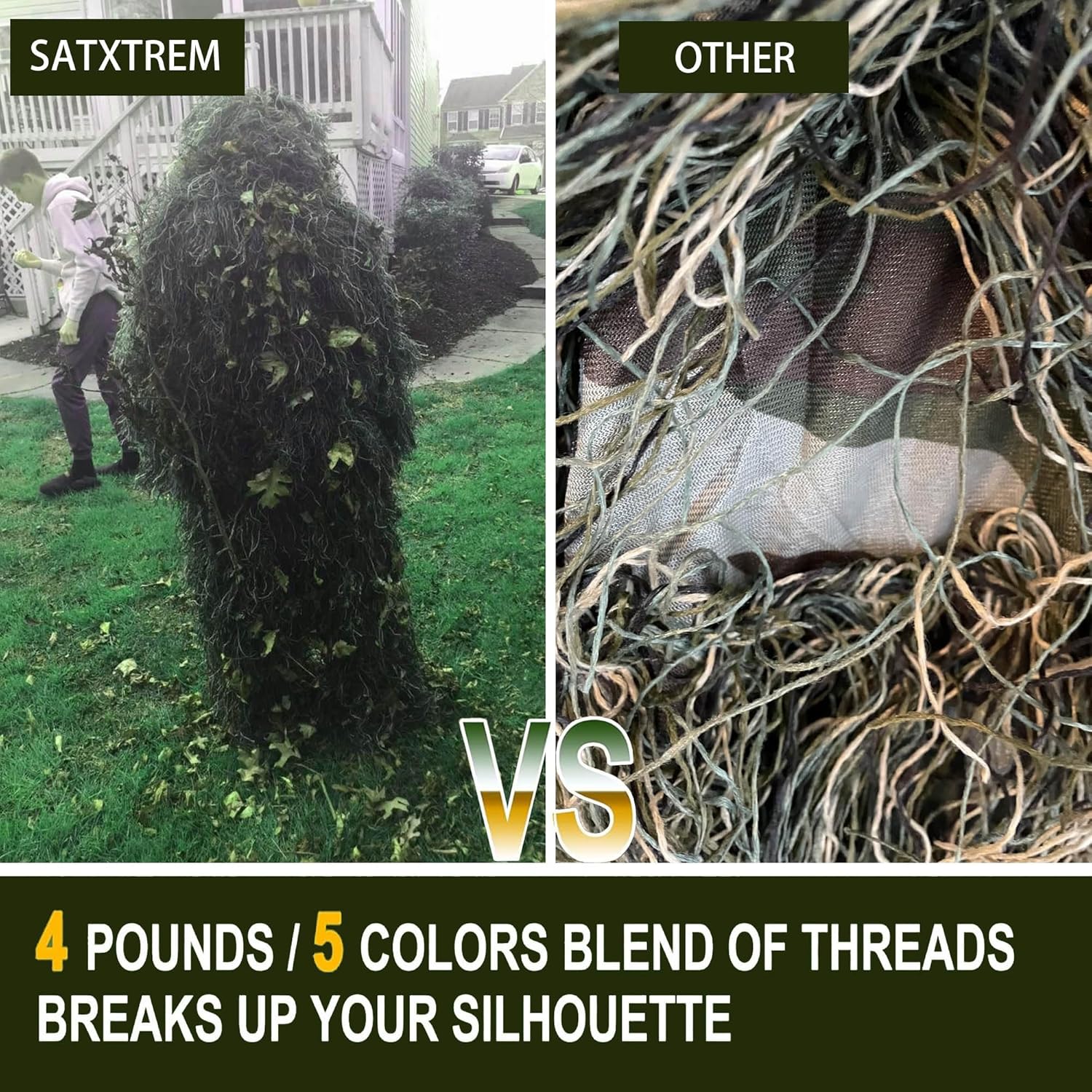 5 in 1 Ghillie Suit,3D Camouflage Hunting Apparel Including Jacket,Pants,Hood,Carry Bag Suitable for Unisex Kids Adults Youth Men 5 91rlc+8EeVL. AC SL1500 - huntingtonexploration.ca