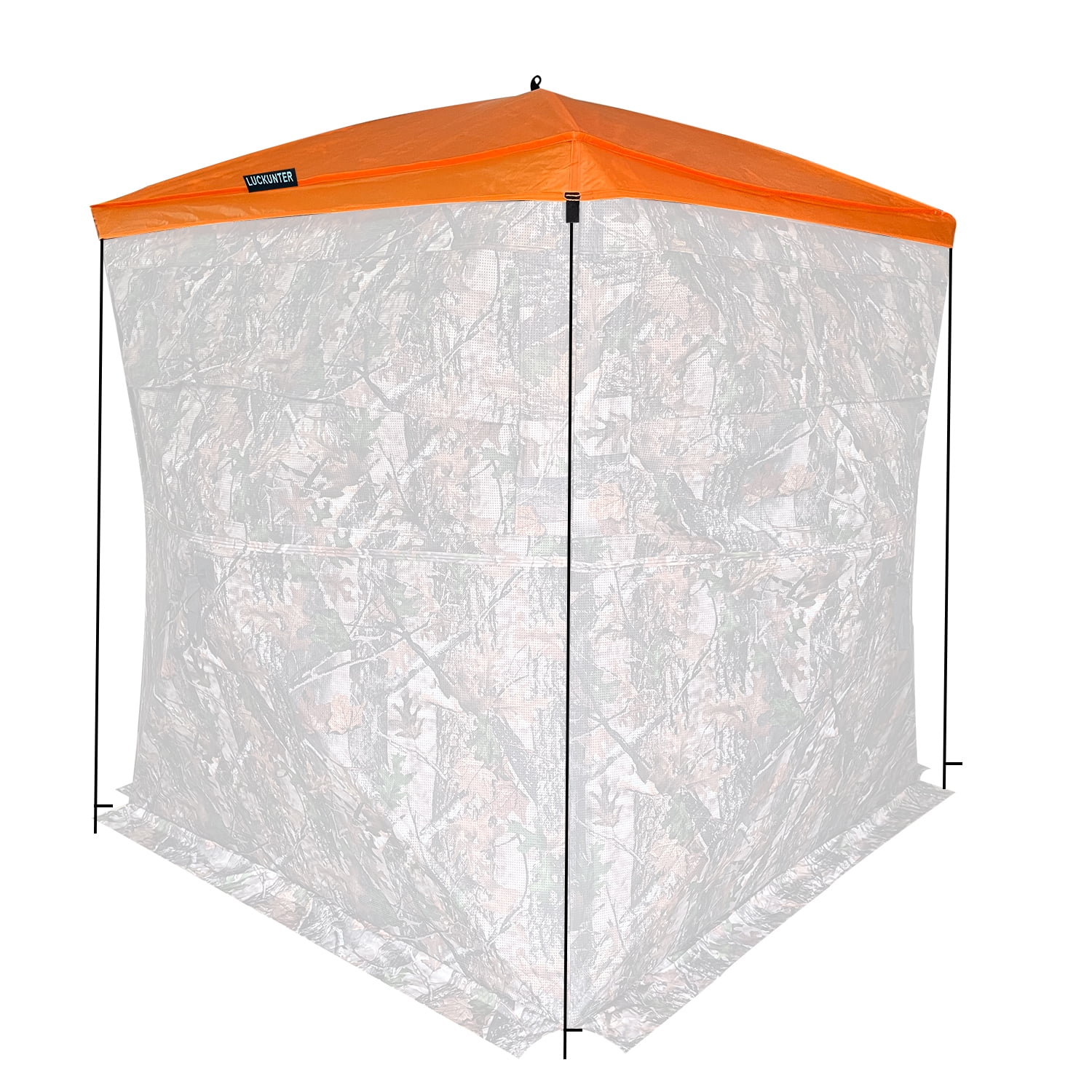LUCKUNTER Blaze Orange Hunting Blind Cap Safety Cover for Hub 4-Sided Ground Blinds with Tie-Down Ropes & Stakes (XL Size for 78*78*80 inch Blinds)